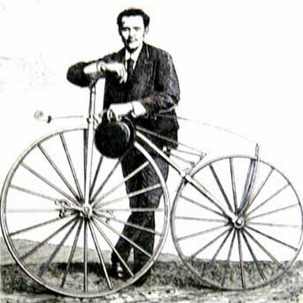 1860s photograph of a Michaux velocipede, the boneshaker.